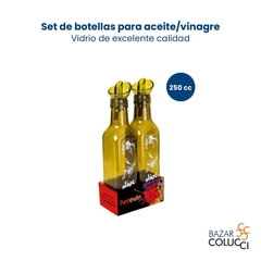 Set botellas vidrio amarillo aceite vinagre Olive Oil 250cc Herevin - comprar online