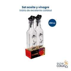Set botellas vidrio aceite vinagre Olive Oil 250cc Herevin - comprar online