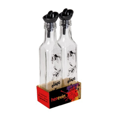 Set botellas vidrio aceite vinagre Olive Oil 250cc Herevin