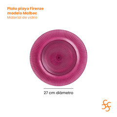 Set X6 Plato Playo Firenze Malbec Vidrio Durax - comprar online