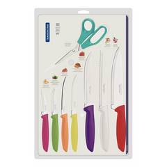 Juego Set 7 Cuchillos + tijera Tramontina Blister Cocina Chef