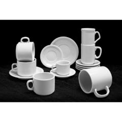 X6 taza desayuno con plato Línea 450 porcelana Tsuji - Bazar Colucci