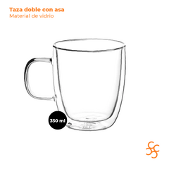 Taza Vidrio Café Con Asa Doble 350 Cc Set x2 Carol en internet