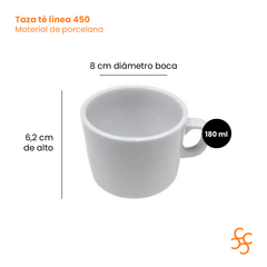 Taza Té Con Plato Porcelana Blanca Línea 450 Tsuji X24 - comprar online