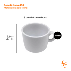 Taza Té Con Plato Porcelana Blanca Línea 450 Tsuji X6 - comprar online