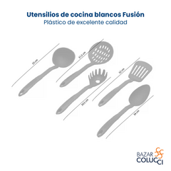 Set Utensilios Cocina 5 Pzas Nylon Fusion Carol Blanco Tiza - comprar online