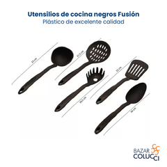 Set Utensilios Cocina 5 Piezas Nylon Fusion Carol Negro - comprar online