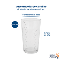 Vaso Coraline trago largo vidrio Durax x6 - comprar online