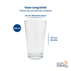Pack x6 vaso Long Drink 420 ml vidrio Durax - comprar online