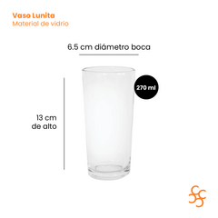 Vaso Vidrio Trago Largo Lunita Durax Bulto Cerrado X24 - comprar online
