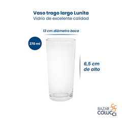 Vaso Lunita trago largo vidrio Durax x6 - comprar online