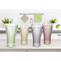 x6 vaso Glamour acrílico verde esmeralda 500ml Carol - comprar online