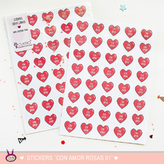 Stickers ¨Con amor rosas 01¨ (x 40 stickers)