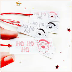 Mini tags rojos metalizados ¨Santa¨ (20u)