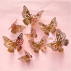 Mariposas rosa gold x12