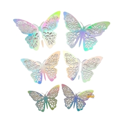 Mariposas plata iridiscente x6