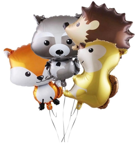 Set x4 globos animales bosque