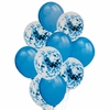 Bouquet x10 globos azul y confetti azul (desinflados)