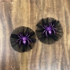 Aplique tul negro brillo y araña violeta x2