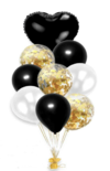 Bouquet x9 globos corazón negro y blanco