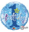 Globo 1st birthday celeste holografico 18´