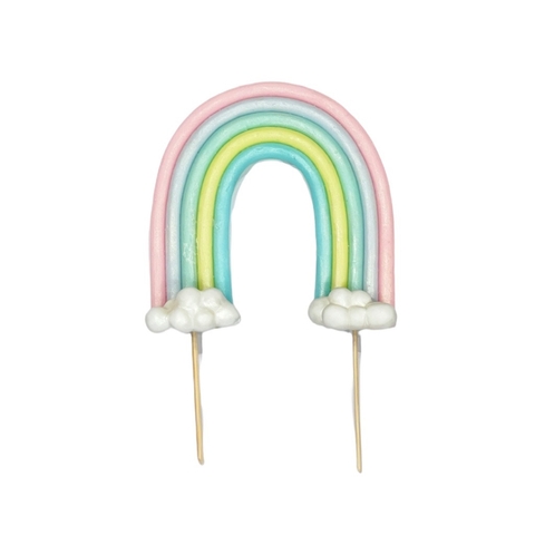 Topper arcoiris con nube pasteles