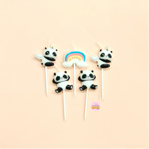 Set velitas panda y arcoiris