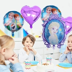 Set x5 globos Frozen marco y corazones violeta - comprar online