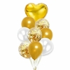 Bouquet 9 globos corazón dorado y blanco