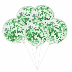 Globo confetti verde x5