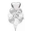 Bouquetx9 globos corazón plateado y blanco