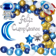 Set Globos Cumple Espacial Astronauta Cohete Luna Espacio