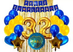 Set Feliz Cumple Futbol Boca Juniors Globos Banderin Cortina