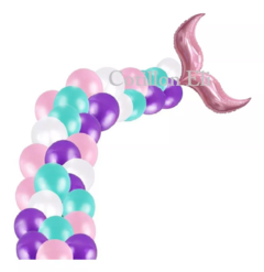 Set Decoracion Arco De Globos Cola Sirena Rosa Gold