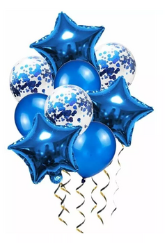 Set 9 Globos Metalizados Estrella Confetti Latex - comprar online