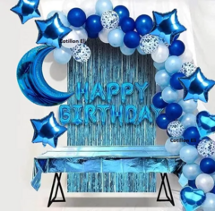 Set Globos Luna Estrellas Azul Celeste Arco Confetti