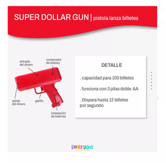 Pistola Maquina Lanza Billetes Dollar Money Gun Egresados en internet