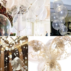 10 Globos Cristal Transparentes Latex 9pulg