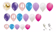 Arco Organico Globos Violeta Fucsia Rosa Celeste Confetti - comprar online