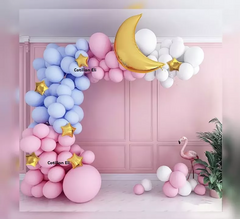 Set Globos Luna Estrellas Rosa Celeste Arco Baby Shower - comprar online