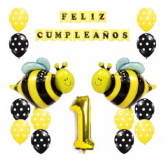 Set Deco Globos Abejas Bichitos Banderin Numero Lunares Abeja6690