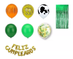 Set Deco Globos Animalitos Selva Elefante Granja Cortina Selva6900 en internet