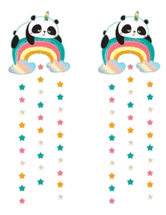 Banderin Guirnalda Banner Oso Panda Arcoiris 30x90cm X 2unid