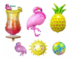 Set Deco Globos Tropical Hawaiano Flamenco Caribe Verano - comprar online