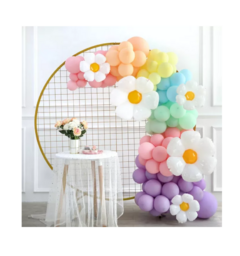 Combo Globos Arco Pastel con Flores Margaritas