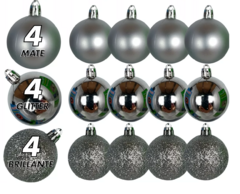 12 Esferas Bolas Globo Arbolito Navidad Arbol Glitter 4cm - comprar online