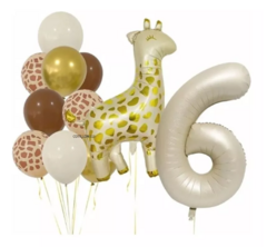 Combo Globos Jirafa Crema Natural Amarillo Marron Safari en internet