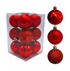 12 Esferas Bolas Globo Arbolito Navidad Arbol Glitter 5cm - Cotillon Eli