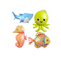 Imagen de 10 Globos Animales Marinos Peces Fondo Mar 36 Cm Metalizados