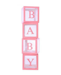 Set Cubos Letras Baby Rosa Celeste Globos Pastel Bloques - comprar online